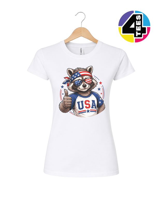 Patriotic Raccoon Thumbs Up Women's Tee