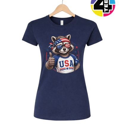 Patriotic Raccoon Thumbs Up Women's Tee