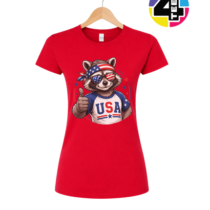 Patriotic Raccoon Thumbs Up Women's Tee
