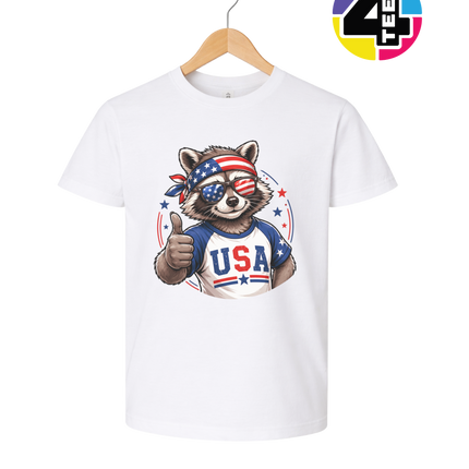 Patriotic Raccoon Thumbs Up Youth Tee