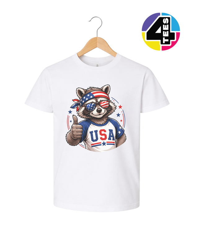 Patriotic Raccoon Thumbs Up Youth Tee