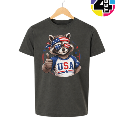 Patriotic Raccoon Thumbs Up Youth Tee