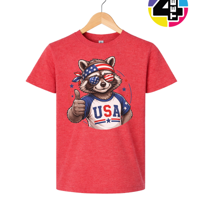 Patriotic Raccoon Thumbs Up Youth Tee