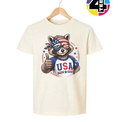 Patriotic Raccoon Thumbs Up Youth Tee