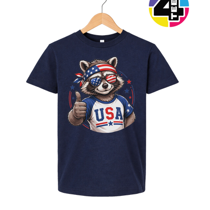 Patriotic Raccoon Thumbs Up Youth Tee