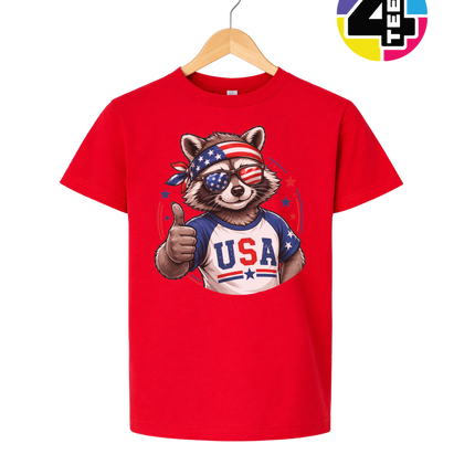 Patriotic Raccoon Thumbs Up Youth Tee