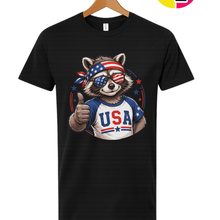 Patriotic Raccoon Thumbs Up Tee