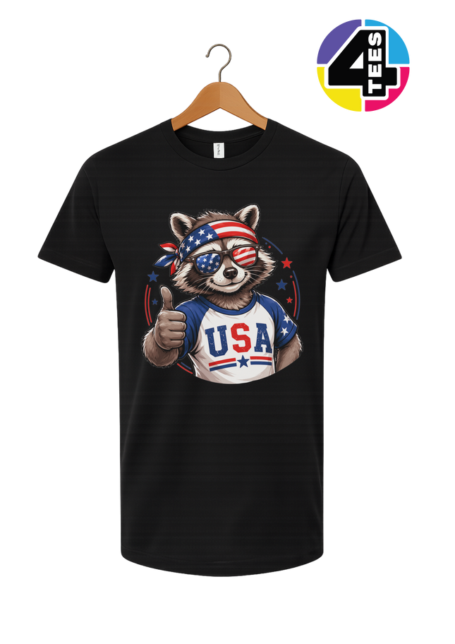 Patriotic Raccoon Thumbs Up Tee
