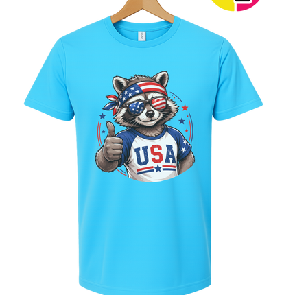 Patriotic Raccoon Thumbs Up Tee