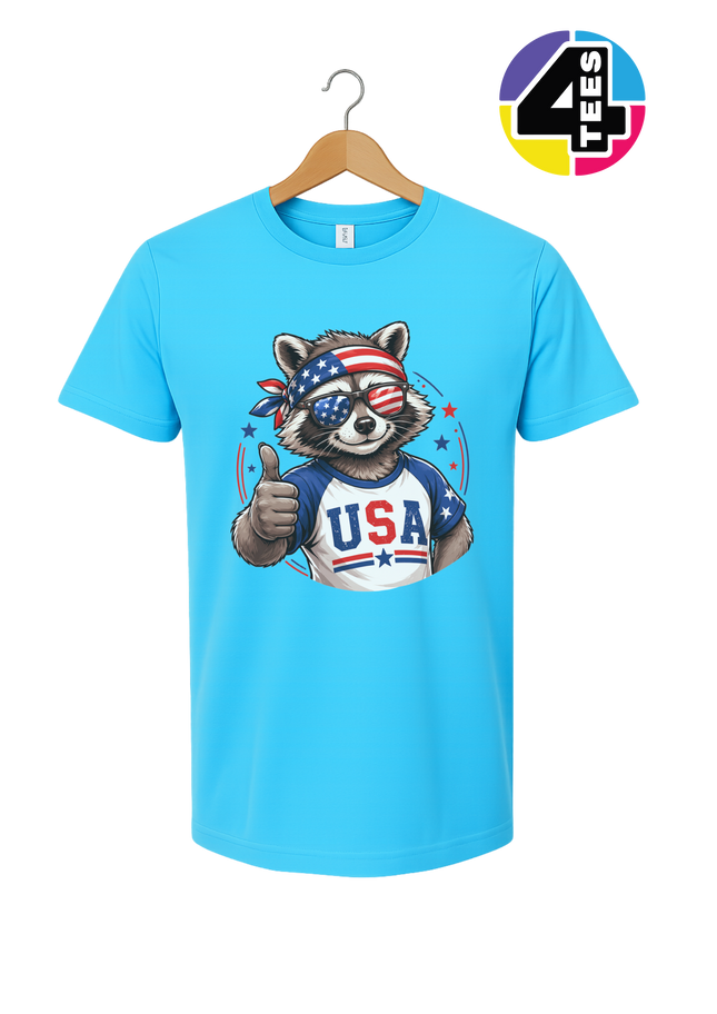 Patriotic Raccoon Thumbs Up Tee