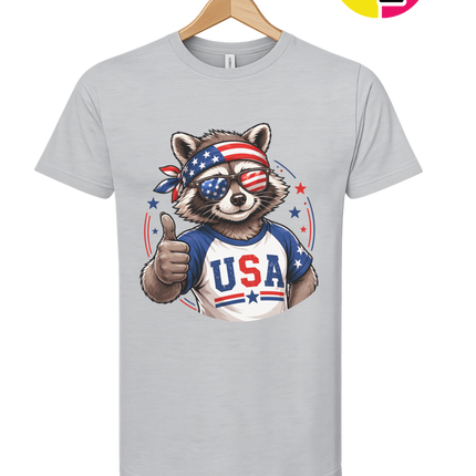 Patriotic Raccoon Thumbs Up Tee