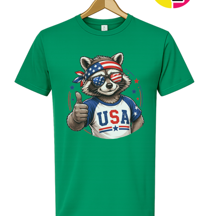 Patriotic Raccoon Thumbs Up Tee