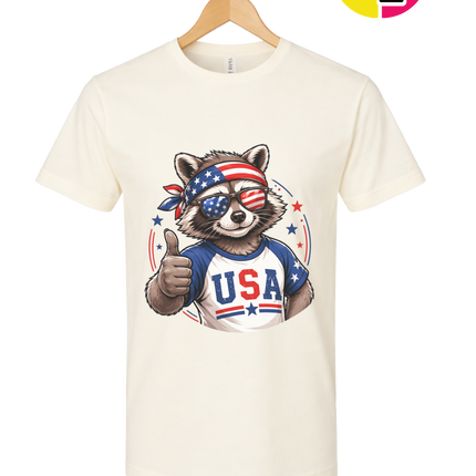 Patriotic Raccoon Thumbs Up Tee