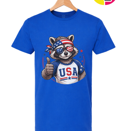 Patriotic Raccoon Thumbs Up Tee