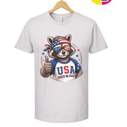 Patriotic Raccoon Thumbs Up Tee