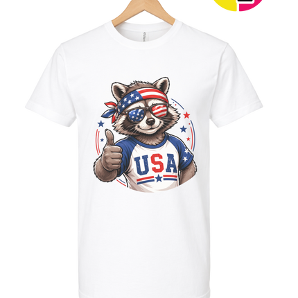 Patriotic Raccoon Thumbs Up Tee