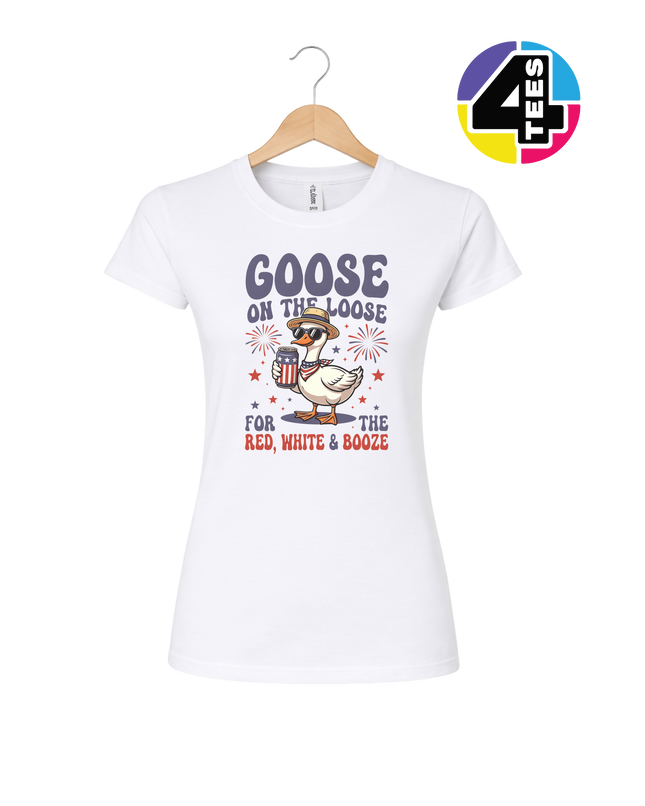 Goose on the Loose Red White & Booze Women's Tee