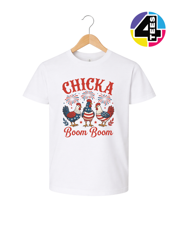 Chicka Boom Boom Patriotic Chickens Youth Tee