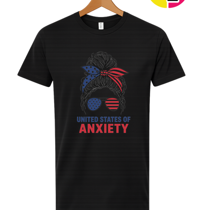 United States of Anxiety Messy Bun Tee