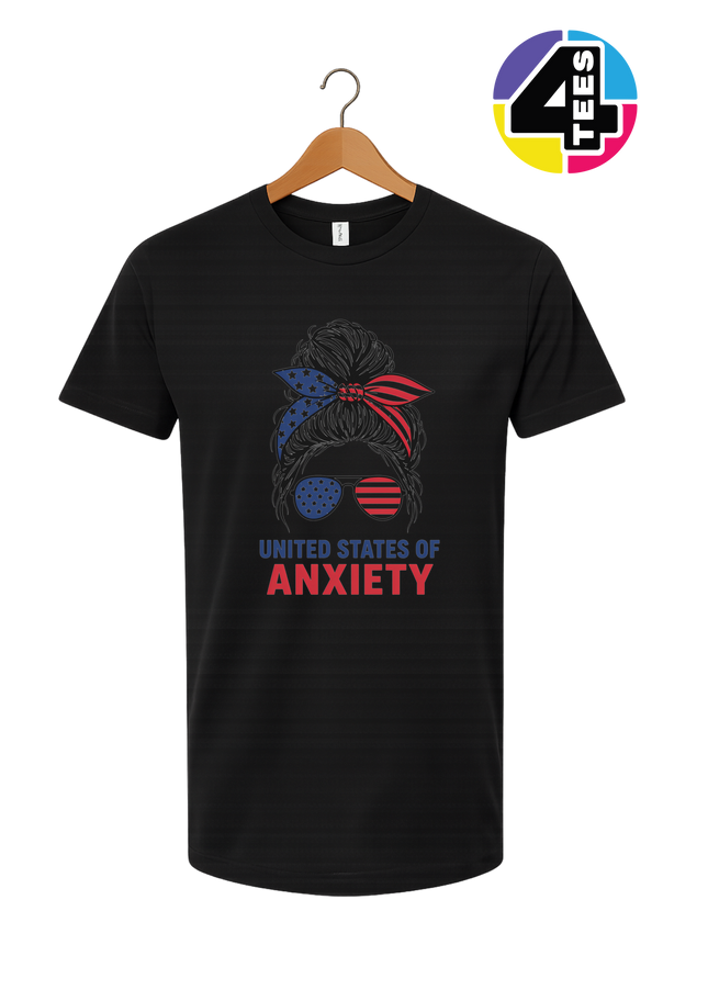 United States of Anxiety Messy Bun Tee
