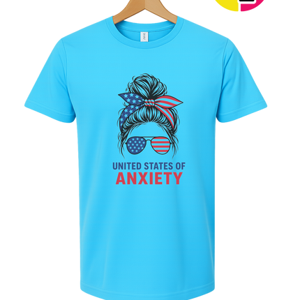 United States of Anxiety Messy Bun Tee