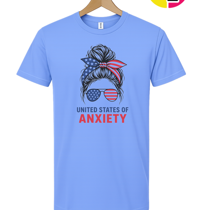 United States of Anxiety Messy Bun Tee