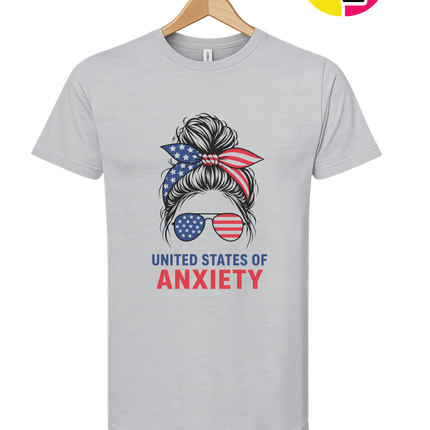 United States of Anxiety Messy Bun Tee