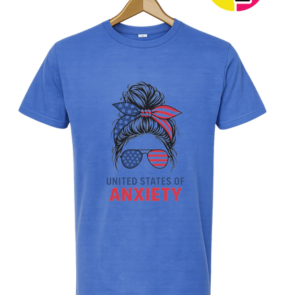 United States of Anxiety Messy Bun Tee