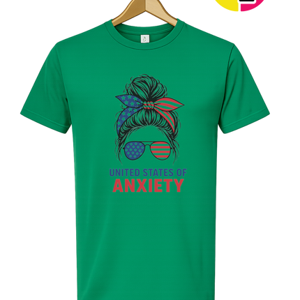 United States of Anxiety Messy Bun Tee