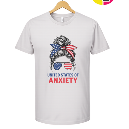 United States of Anxiety Messy Bun Tee