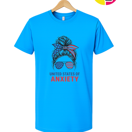 United States of Anxiety Messy Bun Tee
