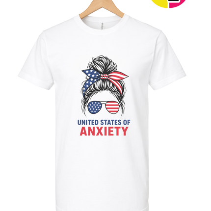 United States of Anxiety Messy Bun Tee