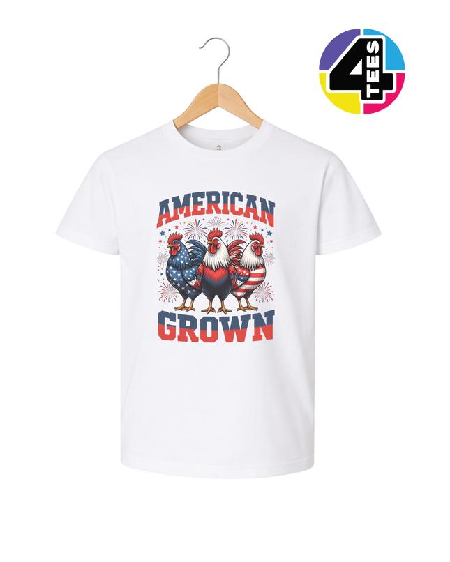 American Grown Patriotic Roosters Youth Tee