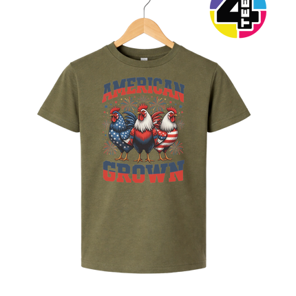 American Grown Patriotic Roosters Youth Tee
