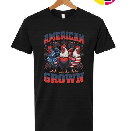 American Grown Patriotic Roosters Tee
