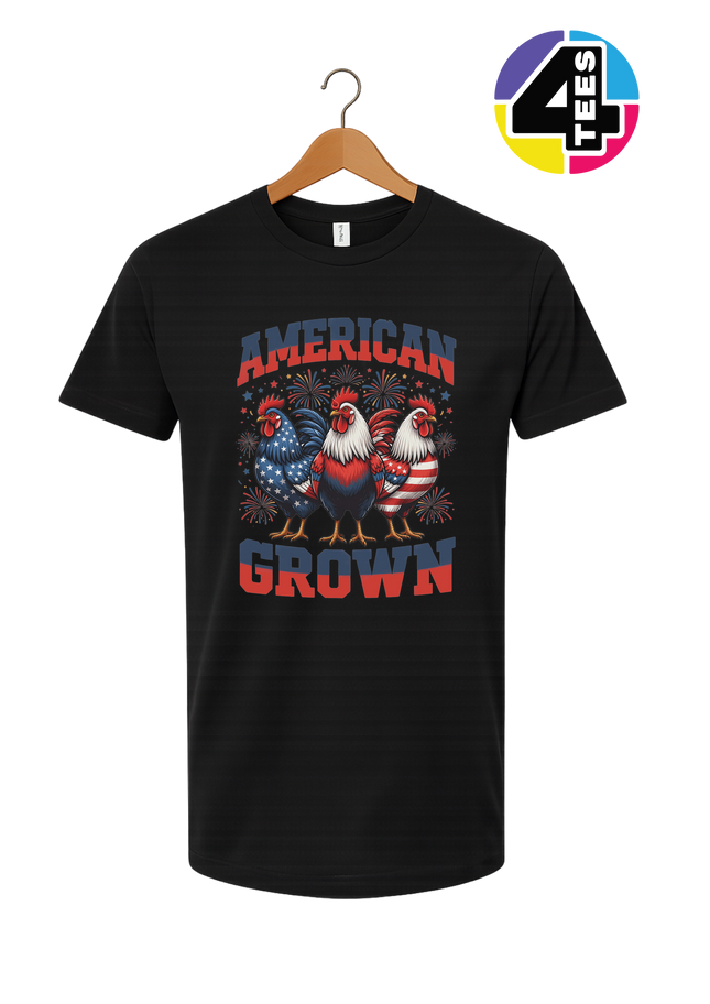 American Grown Patriotic Roosters Tee