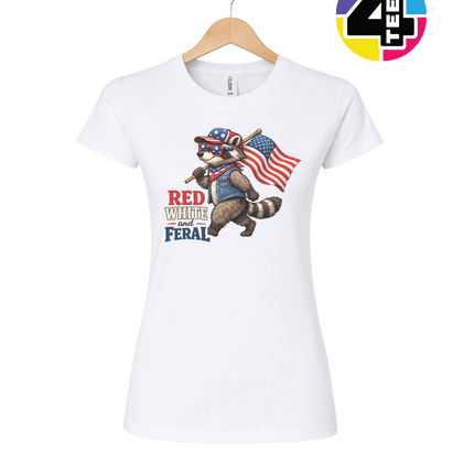 Red White and Feral Raccoon Women's Tee