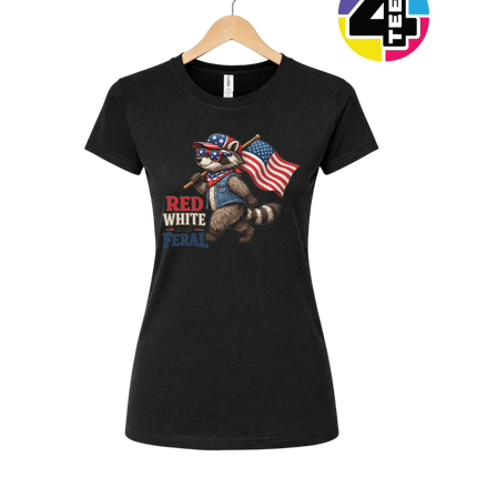 Red White and Feral Raccoon Women's Tee