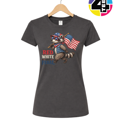 Red White and Feral Raccoon Women's Tee