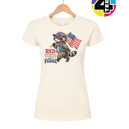 Red White and Feral Raccoon Women's Tee