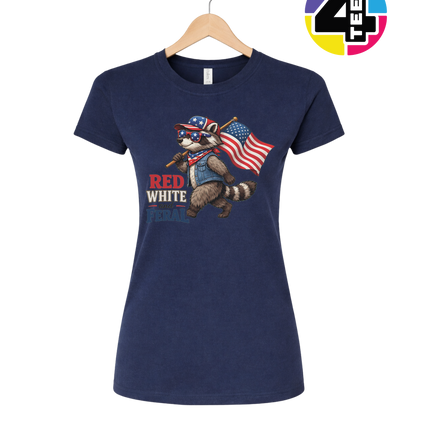 Red White and Feral Raccoon Women's Tee