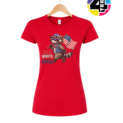 Red White and Feral Raccoon Women's Tee