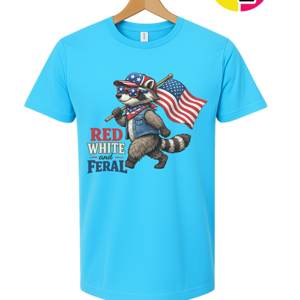 Red White and Feral Raccoon Tee