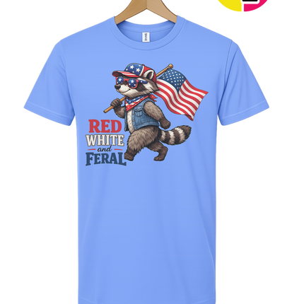 Red White and Feral Raccoon Tee