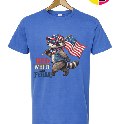 Red White and Feral Raccoon Tee