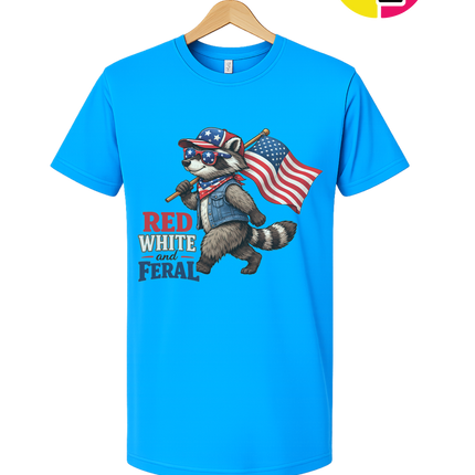 Red White and Feral Raccoon Tee