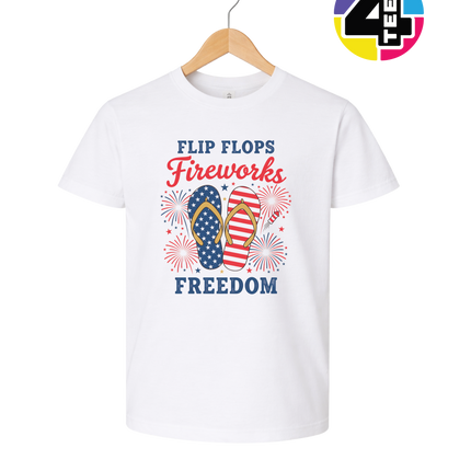 Flip Flops Fireworks Freedom Youth Tee
