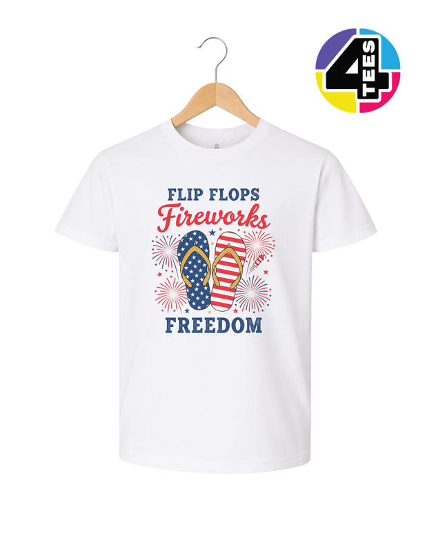Flip Flops Fireworks Freedom Youth Tee
