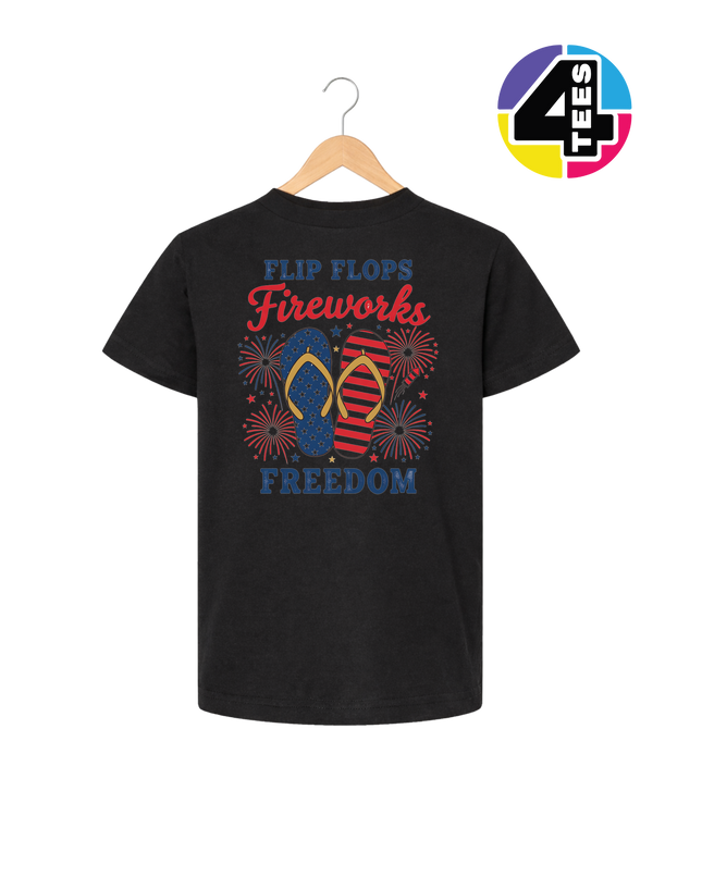 Flip Flops Fireworks Freedom Youth Tee