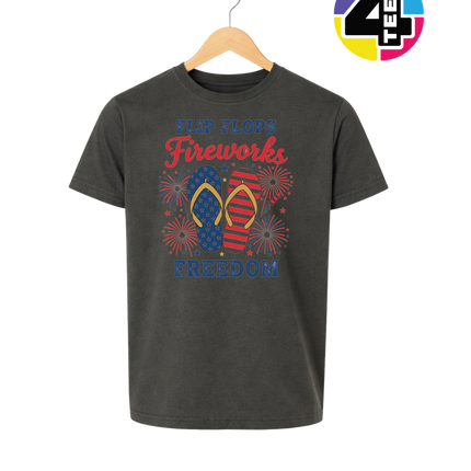 Flip Flops Fireworks Freedom Youth Tee
